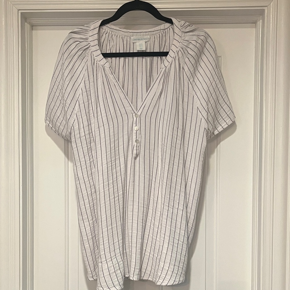 Cynthia Rowley White and Black Striped Blouse